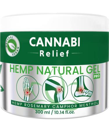 Cannabi Relief - Natural Hemp Cream PRO 10 FL OZ - Hemp Gel with Rosemary Cocos Oil Camphor & Menthol - Hemp Oil Extract for Muscle Pain Relief Arthritis - Neck Back Knees Foot Nerve - Extra Strength