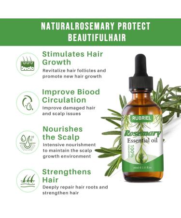 2stk Rosemary Oil for Hair Growth - Natural Hair Growth Oil for Men & Women Nourishes Scalp & Reduces Hair Loss - 60ml - Buy Online on GoSupps.com