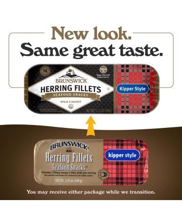 Brunswick Boneless Kipper Style Herring Fillets 3.53 oz Can (Pack of 12) - High Protein, Gluten Free, Keto Friendly - Perfect for Pasta & Seafood Recipes - Buy Online on GoSupps.com