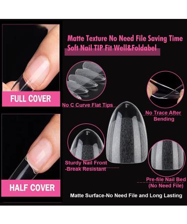 UNA GELLA 504pcs Short Almond Press on Nails - Full Cover Acrylic Oval Gel Nail Tips for DIY Nail Salon - 12 Sizes False Nails - Buy Online on GoSupps.com