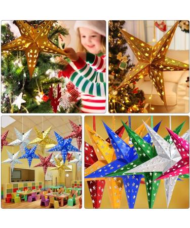1 Set Pentagram Pendant Christmas Paper Star Lanterns Hanging Pendant Hollow Out Star Lantern Christmas Ornament Led Lantern Hanging Light Christmas Tree 3D Accessories Golden - Buy Online on GoSupps.com
