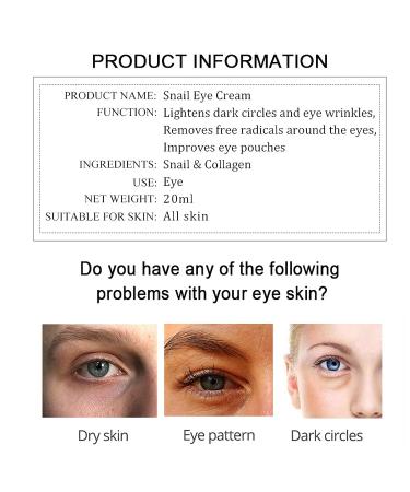 Sonew Snail Essence Eye Cream 20ML - Anti-Wrinkle, Dark Circles & Puffiness Treatment - Buy Online on GoSupps.com