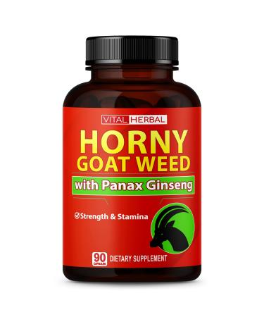 7 in 1 Ultra Horny Goat Weed with Panax Ginseng Capsules 9350 mg - Maximum Strength with Ashwagandha Tribulus Maca Root Enhance Energy Stamina for Men Women 1 Bottle - 3 Month Supply 90 counts