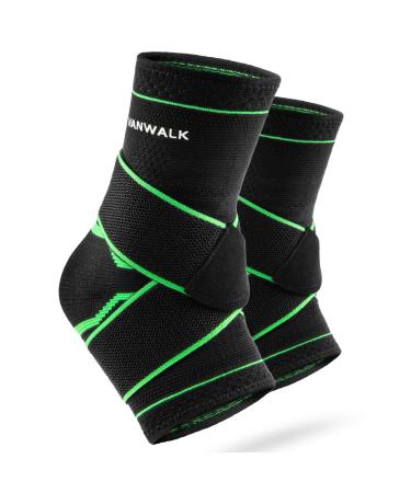 VANWALK Ankle Brace Compression Support Sleeve (Pair) for Plantar Fasciitis Arch Tendon Support  Eases Heel Spurs Sprained Ankle Swelling Joint Pain Green X-Large (1 Pair)