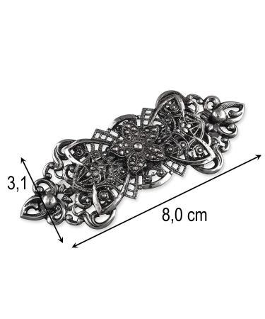 Rivelle Ladies Traditional Hair Clip Julia 8cm - Vintage Silver Metal Wedding Hair Accessory - Buy Online on GoSupps.com