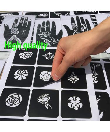 CUTELIILI 24 Sheets Henna Temporary Tattoo Stencil for Women and Kids - Reusable DIY Designs, Airbrush Tattoo Sticker - Christmas Gift - Buy Online on GoSupps.com
