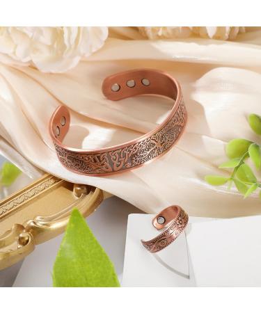 Buy 2-Piece Copper Magnetic Bracelet & Ring Set for Men & Women | Adjustable Magnetic Copper Bangle & Ring - International Shipping Available - Buy Online on GoSupps.com