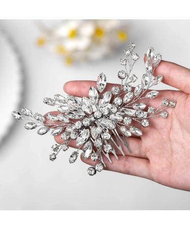 Zoestar Wedding Hair Combs Crystal Headpiece Rhinestone Bridal Hair Accessories for Women and Girls (Silver) - Buy Online on GoSupps.com