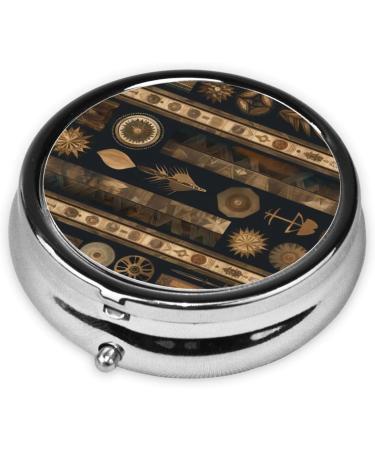 Bohemian Style Portable Metal Pill Box - Round Mini 3-Compartment Ideal for Travel Black - Must-Have for Small Pills - Buy Online on GoSupps.com