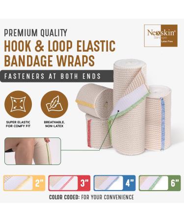 Premium Elastic Bandage Wrap 6" Wide - Latex Free Athletic/Medical Compression Bandages (2 Pack) with Hook & Loop Fasteners - Washable & Reusable - Buy Online on GoSupps.com