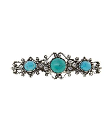 1928 Jewelry Women's Turquoise Color Stones Hair Barrette (1 Pcs)
