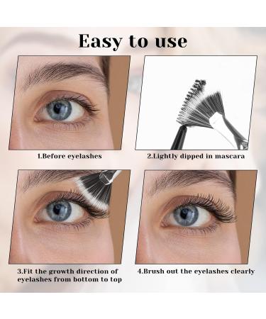 4PCS Mascara Fan Brush Set - Multifunctional Clump Eyelash Comb & Separator for Perfect Lashes | Scalloped Folding Lash Wand Tool for Upper & Lower Lashes - Buy Online on GoSupps.com
