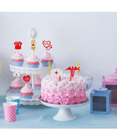 Whaline 25Pcs Nurse Theme Cupcake Toppers Glitter Stethoscope Heartbeats Cupcake Food Sticks Thank You Nurses Paper Cake Picks for Nurse Graduation Retirement Party Supplies Cake Decoration 9 Design - Buy Online on GoSupps.com