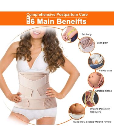 TIRAIN 3-in-1 Postpartum Belly Band | Post Pregnancy Support Belt for Women | Postnatal Recovery Wrap | Nude One Size - Buy Online on GoSupps.com