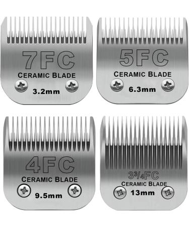 BESTBOMG replacement knife for dog care 4 pieces compatible with Heiniger/Moser Max45/Andis/Easter A5 derailleur for dogs size 3.2 mm-13 mm cutting length 7FC+5FC+3-3/4FC-S