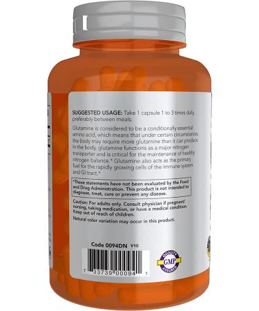 NOW Sports Nutrition L-Glutamine Double Strength 1000mg Amino Acid - 120 Veg Capsules - Buy Online on GoSupps.com