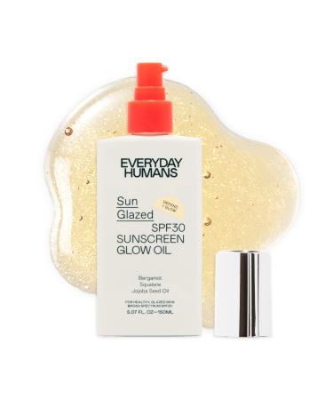 EVERYDAY HUMANS Sun Glazed SPF 30 Moisturizing Suntan Glow Oil with Gold Shimmer | Light  Non-Greasy with Squalane  Jojoba Oil | Citrus Scent | Vegan Tanning Oil for Outdoor Sun | Oxybenzone Free
