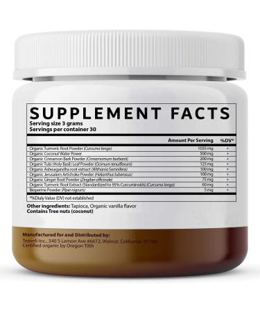 Teaveli Organic Golden Milk Powder - 9 Superfoods, Unsweetened, Vegan Friendly - Buy Online on GoSupps.com