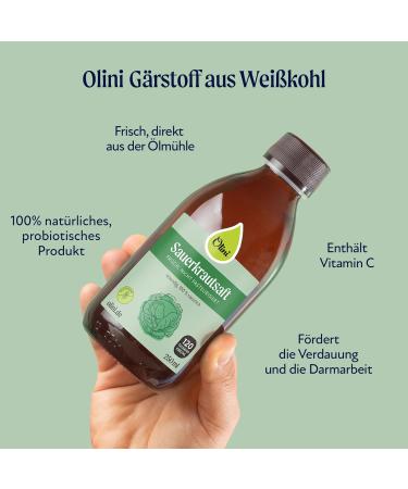Olini Fermentation: 500ml White Cabbage Juice - Natural Probiotic Drink 100% Fresh Not Pasteurized Rich in Vitamin C No Preservatives - Buy Online on GoSupps.com