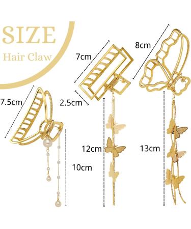 3PCS Butterfly Hair Clips Gold Butterfly Hair Claw Clip Metal Hair Claw Nonslip Tassel Hair Clip Butterfly Hair Clamp Tassel Hair Catch Clip Hair Accessories for Women Girls Thick Thin Hair - Buy Online on GoSupps.com