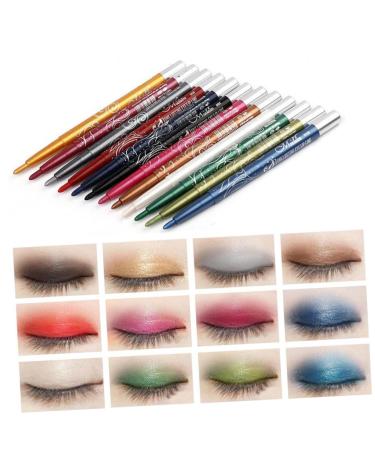 Balacoo 12 Pcs Waterproof Eye Liner Pencil Women Cosmetic Pen Eye Shadow Pencil Water Proof Lipstick Pen