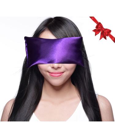 Happy Wraps Lavender Eye Pillow - Hot Cold Aromatherapy Satin Eye Mask for Yoga  Sleeping  Migraines  Stress  Relaxation - Gifts for Women  Birthdays  Coworkers  Christmas - Amethyst