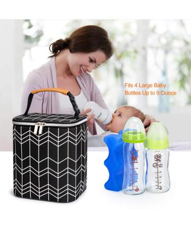 BABEYER Breastmilk Cooler Bag with Ice Pack - Fits 4 Baby Bottles, 9 Oz Capacity - Ideal for Nursing Moms and Daycare - Black - Buy Online on GoSupps.com