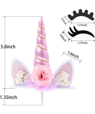 Unicorn Cake Topper for Girls First Birthday - Pink Horn with Eyelashes - Birthday Party Supplies and Decorations - Buy Online on GoSupps.com