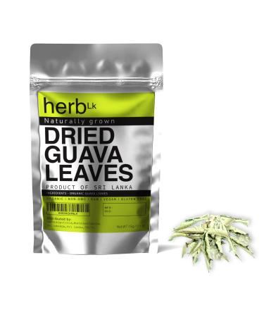 HerbLk Guava Dried Leaves Whole Tea 30+ Leaves (0.5 Oz / 15G) Hojas De Guayaba Psidium Guajava 100% Natural Delicious From Sri Lanka No Additives No Caffeine Vegan Non-GMO