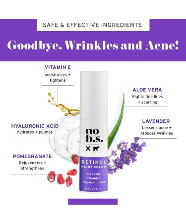 No B.S. Vitamin C + E Serum & Retinol Night Cream Duo - Vegan Skin Care for Men & Women | Hyaluronic Acid Aloe Vera | 1 FL Oz Each - Buy Online on GoSupps.com