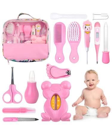 Hyadied baboth care set 13-piece baby care set for baby everyday care baby healthcare kit with thermometer nasal sucker pipette feeder nail hair care set finger toothbrush nose tweezers pink - Buy Online on GoSupps.com