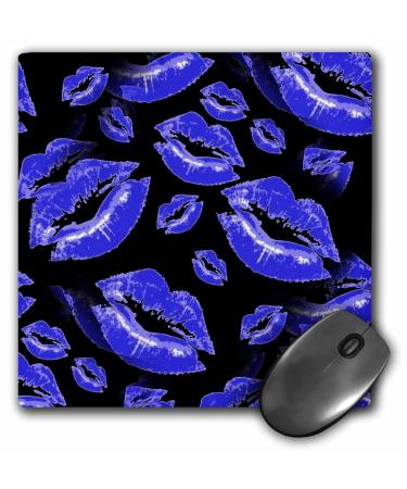 3dRose Two Kisses Collided Lip Bold Blue Lips Pattern - Mouse Pads (mp_357235_1)
