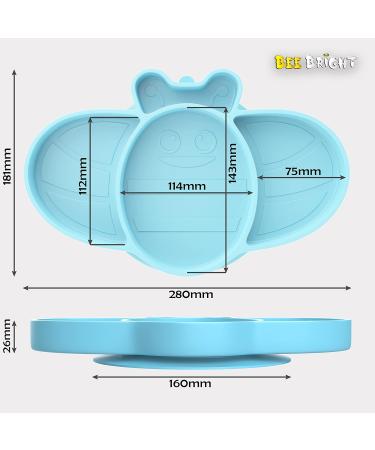 Bee Bright Baby Suction Plate - Non Slip Silicone Weaning Plate for Toddlers - Turquoise | Dishwasher Safe & Mess-Free Feeding Plate - Buy Online on GoSupps.com