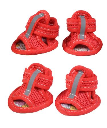 GabeFish Small Dog Summer Mesh Sandal Shoes Puppy Cats Breathable Paw Protectors Red Size 3 Size 3 Red