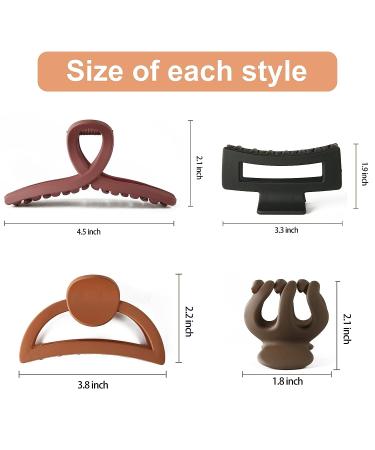 8-Piece Medium Large Claw Clip Set for Big and Thick Hair - Matte Square Hair Clips for Girls and Ladies - Buy Online on GoSupps.com