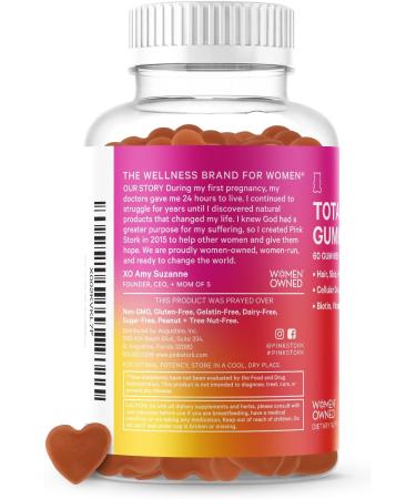 Pink Stork Total Glow Biotin Gummies - Hair, Skin, Nail Vitamins with Added Vitamin A, E, Folate, B6, B12 - 60 Berry Gummies - Buy Online on GoSupps.com