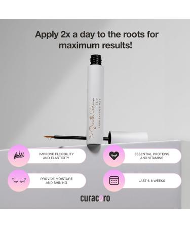 Curacoro 3x Growth Serum - Lash Extension & Eyelash Enhancer for Fuller Longer Lashes - Peptide Serum for Natural Lashes & Eyebrows (5ml) - Fast International Shipping - Buy Online on GoSupps.com