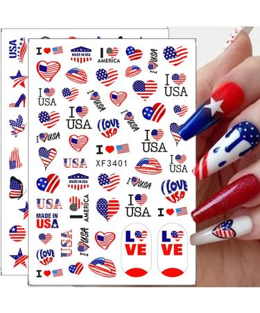 4th of July Nail Art Stickers | American Independence Day Design Decals | Patriotic 3D Self-Adhesive Supplies - Buy Online on GoSupps.com