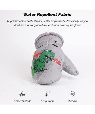 QKURT Kinder Ski Gloves - Warm Dinosaur Gloves for Kids 2-5 Years | Cold Weather Faustlings for Toboggan Snowboard Skating & Cycling - Gray - Buy Online on GoSupps.com