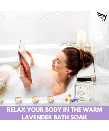 450g Lavender Bath Salts | Made In UK | De-Stress with Lavender & Chamomile | Relaxing Bath Soak Gift Set | for Men & Women | Stress Relief - Buy Online on GoSupps.com