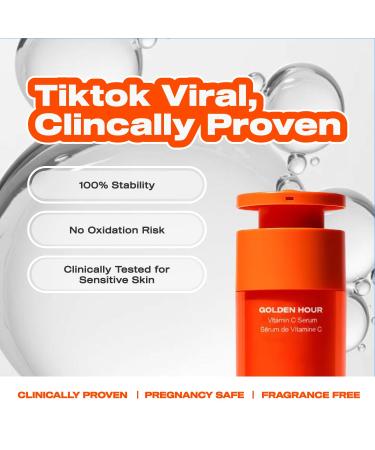 Golden Hour Gold Stabilized Vitamin C Serum For Face - Our Vitamin C Face Serum For Women Anti Aging Uses Glutathione Fermented Extracts & Enzymes For Radiance Hydration & Even Skin (1 oz) - Buy Online on GoSupps.com