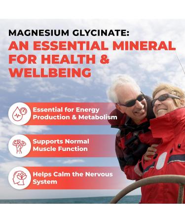 Magnesium Glycinate Max Absorb | Supports Sleep Relaxation Energy Metabolism Muscle & Tissue Function | Pure Magnesium Glycinate Not a Blend! | Stomach Friendly | Canadian Made Quality Assured - Buy Online on GoSupps.com
