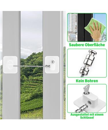 4-Piece No-Drill Child Safety Locks for Windows & Refrigerators | Secure Doors Cupboards & Windows with Keys - White - Buy Online on GoSupps.com