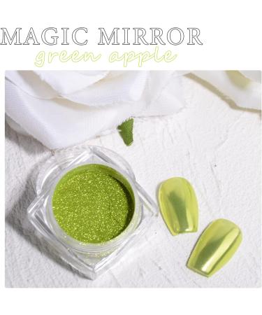 Apple Green Chrome Holographic Nail Glitter - 2 Boxes Mirror Effect Powder for Manicure and Nail Art Decoration - Buy Online on GoSupps.com