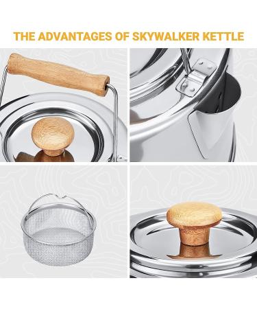 KingCamp Stainless Steel Camping Kettle 1.2L - Lightweight Portable Tea Coffee Pot for Outdoor Cooking | Bamboo Handle, Backpacking, Hiking, Picnic, Travel - Buy Online on GoSupps.com