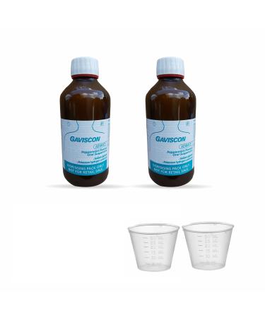 Gaviscon Advance Peppermint 500ml Pack of 2 with (2 Free Plastic Measuring Cups 30ml)