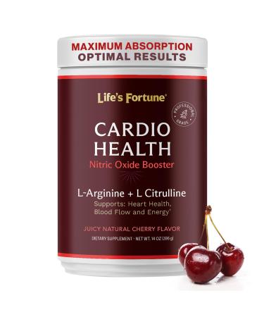 Life's Fortune 5000mg L- Arginine Supplement Powder & 1000mg L-Citrulline High Potency Nitric Oxide Health Booster Endurance Workout Performance Cherry Flavor (30 Servings)
