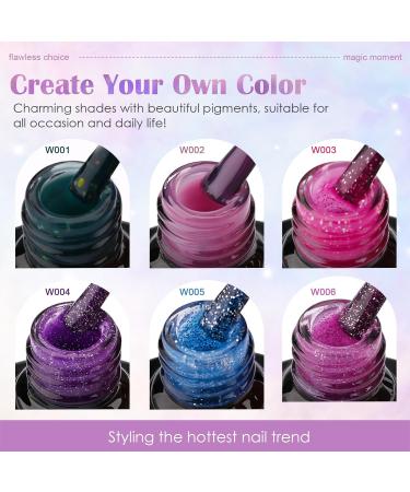 Kredioo Colour Changing Gel Nail Polish Set 6 Colors Glitter Pink Green Purple Blue Temperature Change Manicure Nail Art Gel for All Season Spring Summer Fall Winter UV/LED Cured Needed - Buy Online on GoSupps.com