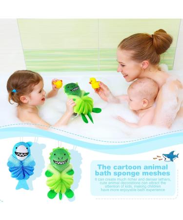 IOSPKKIO 2 Pieces Bath Loofas for Kids and Toddlers Cute Cartoon Loofah Bath Sponges for Kids Loofah Bath Stool Body Washer Mesh Loofah Sponges for Kids - Buy Online on GoSupps.com