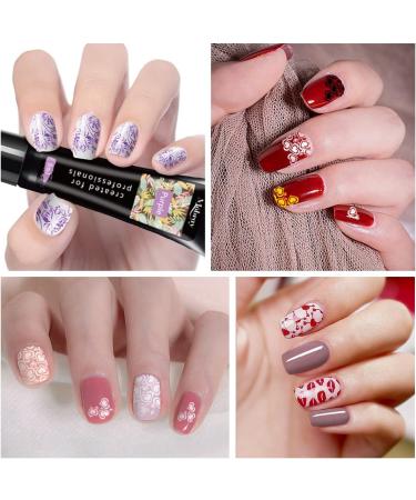 Mobray Nail Stamping Gel Polish Kit - 6 Colors 8ml UV LED Art Set with Stamper, Scraper, Templates - Black Red Yellow - Buy Online on GoSupps.com